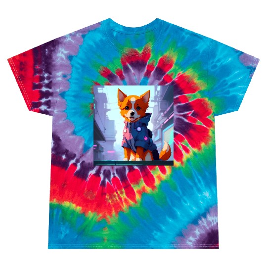 Cute Cyberpunk Dog Tie Dye T Shirts