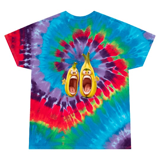 Two bananas with angry face screaming cartoon Tie Dye T Shirts