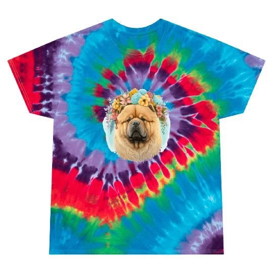 Cute Chow Chow Flower Crown Pet Dog Breed Floral P Tie Dye T Shirts