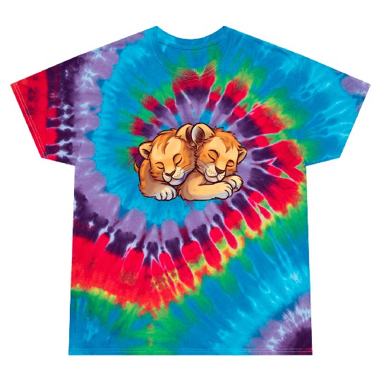 Sleeping Lion Cubs Tie Dye T Shirts