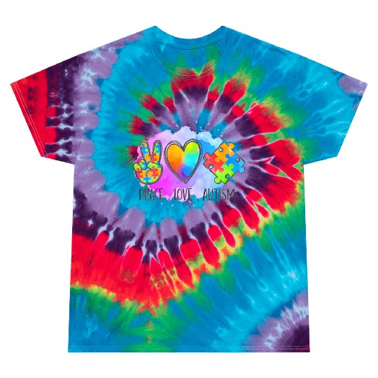 Peace Love Autism Super Cute Puzzle Pieces Autism Tie Dye T Shirts