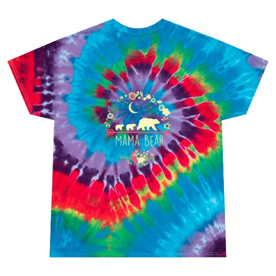 Floral Mama Bear With 2 Cubs Tie Dye T Shirts