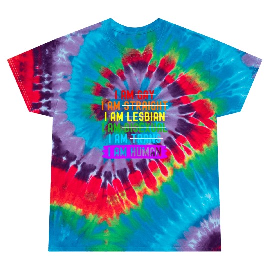 LGBT Support I Am Human Rainbow Gay Ally Tie Dye T Shirts