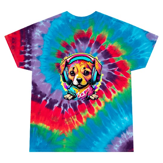 Pawsome Beats: Colorful Graffiti Puppy Party Tie Dye T Shirts