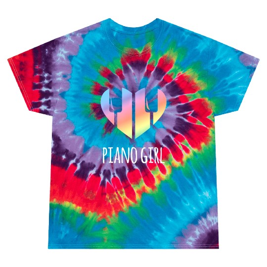 Piano Girl with Rainbow Heart Tie Dye T Shirts