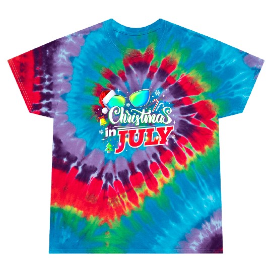 Christmas in July Santa Hat Sunglasses Summer Tie Dye T Shirts