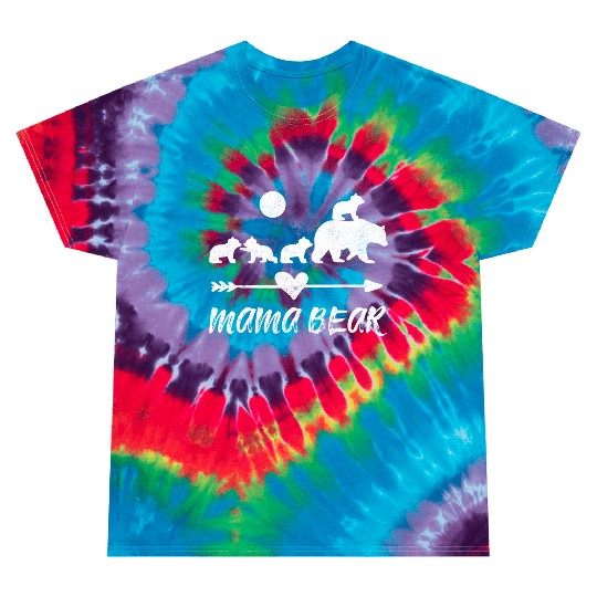 Mama Bear Tie Dye T Shirts With Four Bear Cubs