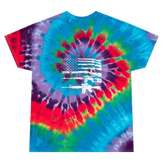USA American Flag Guns Tie Dye T Shirts