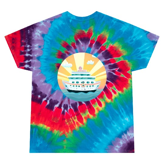 Cruise Ship at Sunset - Dream Voyage Design Tie Dye T Shirts