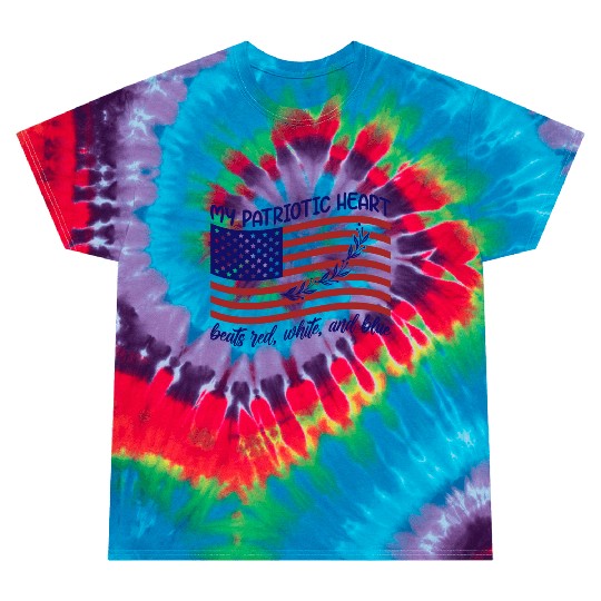 My patriotic heart beats red white and blue Tie Dye T Shirts