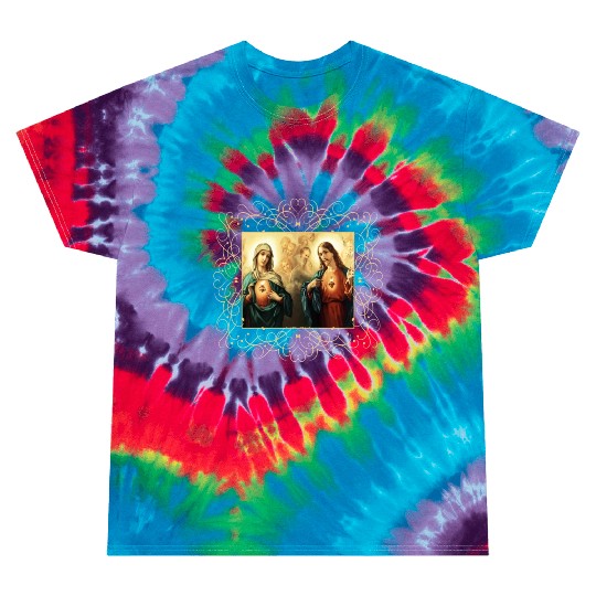 Sacred Heart and Immaculate Heart Picture Jesus an Tie Dye T Shirts