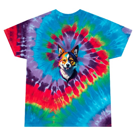 colorful rainbow realistic corgi dog design Tie Dye T Shirts