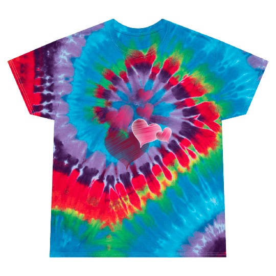 Hearts Pink Stencilled Effect Sweet Romantic Love Tie Dye T Shirts