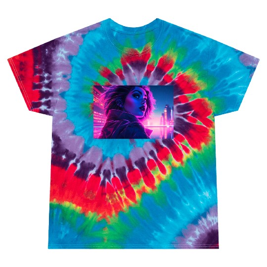 Synthwave Girl - Futuristic Design neon colors Tie Dye T Shirts