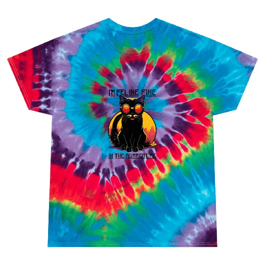 FELINE Fine | Cat Lover Summer Animal Beach Party Tie Dye T Shirts