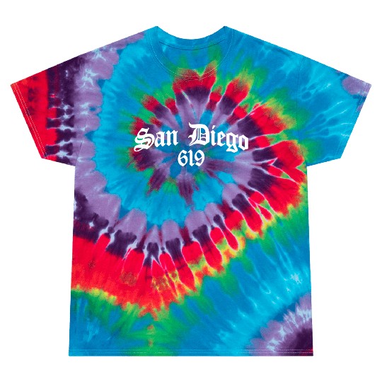San Diego 619 Chicano Latino Style Area Code Tie Dye T Shirts