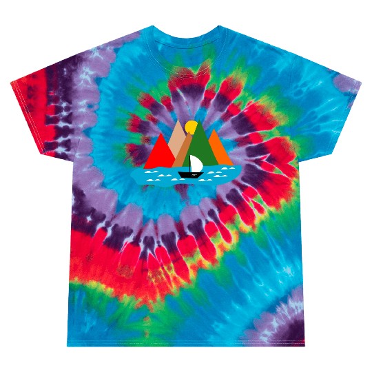 Black Sailing Boat Scape Tie Dye T Shirts