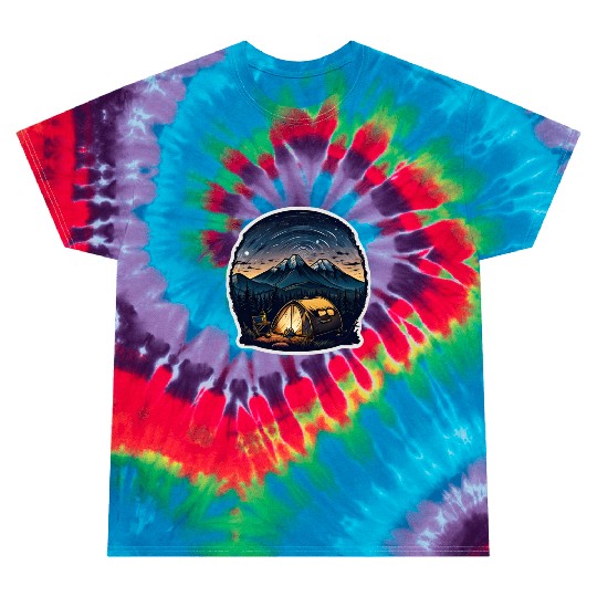 A Camper Sitting By A Campfire Tie Dye T Shirts