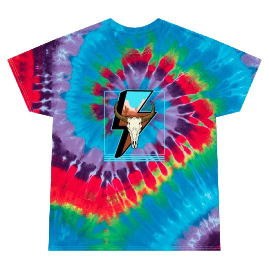 Cowboy Tie Dye T Shirts, Lightning Cow Skull Dessert Cactus