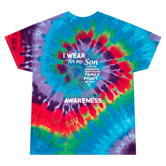 I Wear Teal For My Son Ovarian Cancer Awareness Tie Dye T Shirts