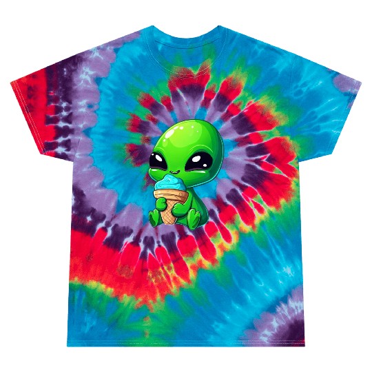 Alien Extraterrestrial Ice Blue Green Tie Dye T Shirts