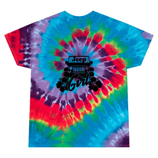 Jeep Girl Flower - Black Tie Dye T Shirts