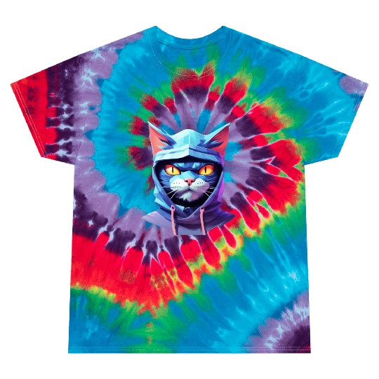 Bold Pastel Prowler: Ninja Cat's Sublime Ferocity Tie Dye T Shirts