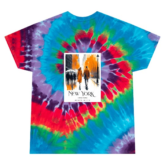 Watercolor painting loving couple in New York City Tie Dye T Shirts
