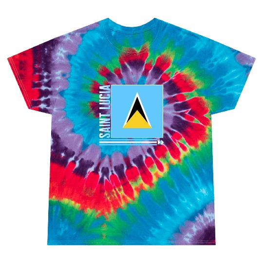 Caribbean Tie Dye T Shirts, Saint Lucia Flag Design Tie Dye T Shirts,