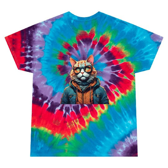 Vintage Cat In Modern Clothes Tie Dye T Shirts