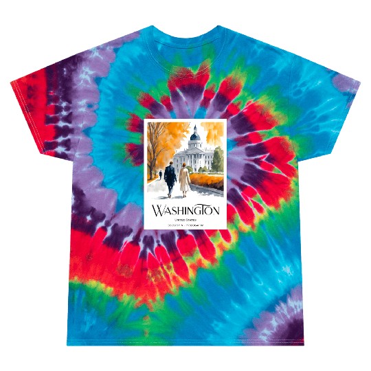 Watercolor painting loving couple in Washington DC Tie Dye T Shirts