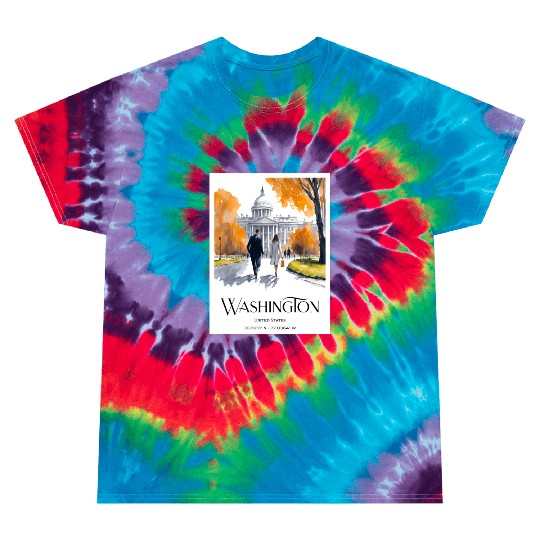 Watercolor painting loving couple in Washington DC Tie Dye T Shirts