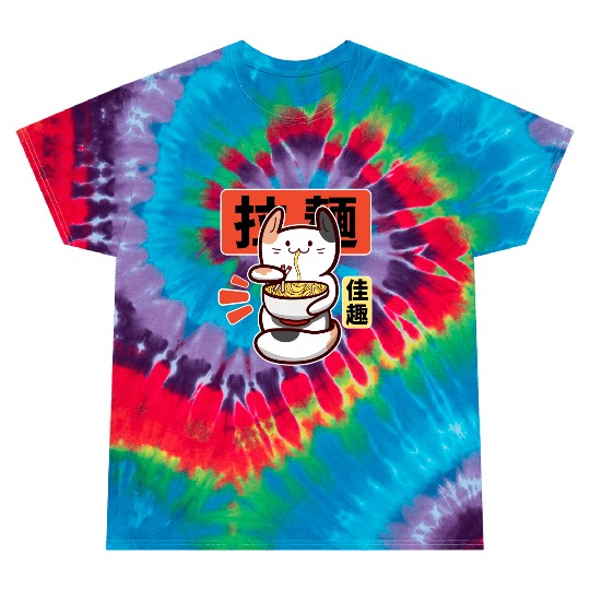 Kawaii Cat Eat Ramen Tie Dye T Shirts