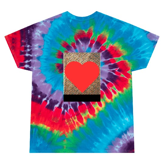 Romantic Red Love Heart on Brown Dotted Background Tie Dye T Shirts