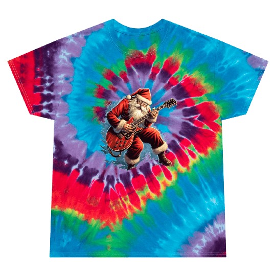 santas claus playing guitar Tie Dye T Shirts