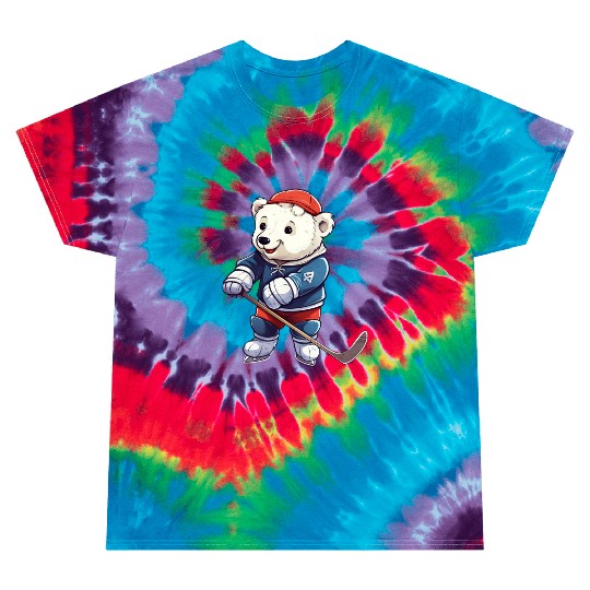 Polar bear hockey player Tie Dye T Shirts