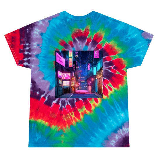Anime-Inspired Tokyo Street Digital Art - Vibrant Tie Dye T Shirts
