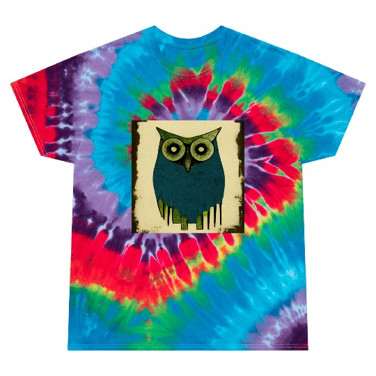 Mod Owl: Woodcut Owl Tie Dye T Shirts