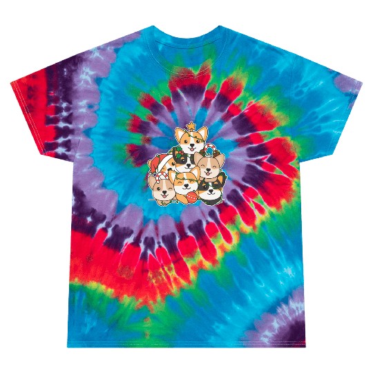 Corgi Christmas Tree Funny Animal Christmas Tie Dye T Shirts
