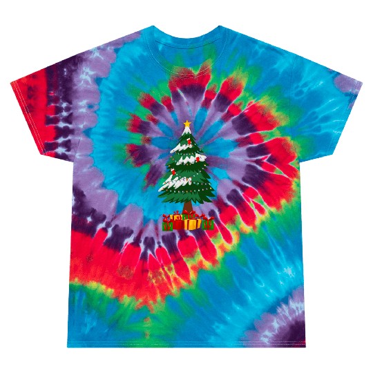 Merry Christmas Tree with Surprise Presents Boxes Tie Dye T Shirts