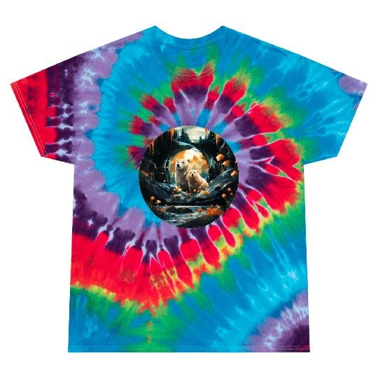Double Exposure Polar Bear Mom and Cub Gift Tie Dye T Shirts