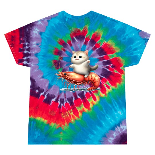 Cat rides on shrimp Tie Dye T Shirts