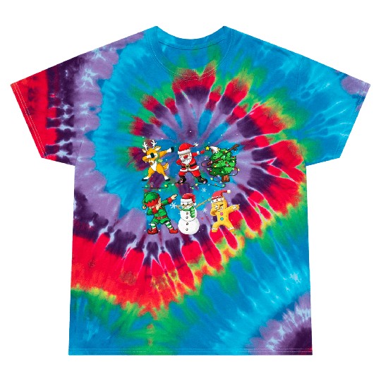Dabbing Santa Elf Friends Christmas Boys Girls Men Tie Dye T Shirts