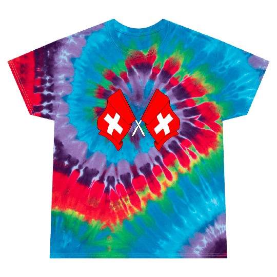 Two flags of Switzerland crossed Tie Dye T Shirts