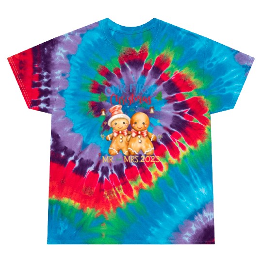 gingerbread couple first Christmas Mr. and Mrs. Tie Dye T Shirts