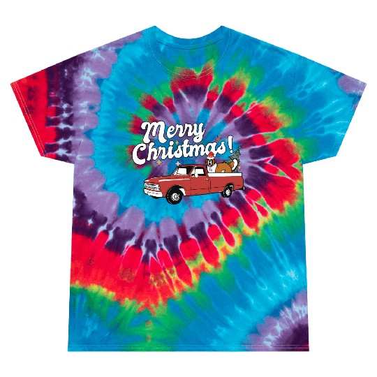Vintage Red Pick Up Truck Saint Bernard Dog Merry Tie Dye T Shirts
