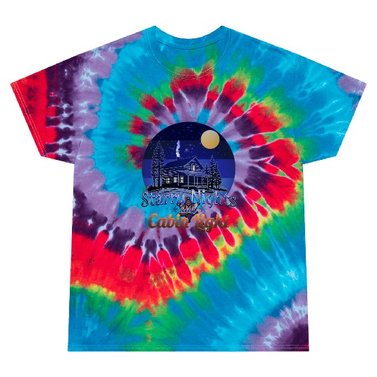 Starry Nights and Cabin Light Retro Sunset Tie Dye T Shirts