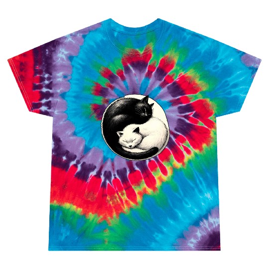 Yin and yang cats sleeping Tie Dye T Shirts