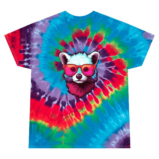 Colorful Neon Ferret Wearing Sunglasses Tie Dye T Shirts