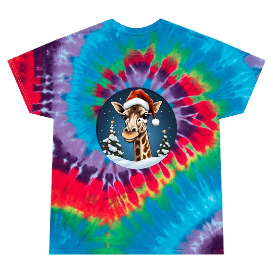 Giraffe Christmas Tie Dye T Shirts